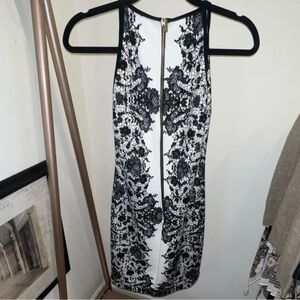 B Darlin Black & White Lace-Print Pencil Skirt